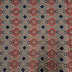 Brown Colour Cotton Cambric Printed Fabric
