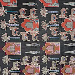 Black Colour Cotton Cambric Printed Fabric