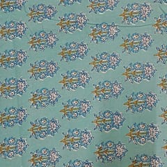 Sea Blue Colour Cotton Cambric Printed Fabric