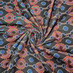 Black Colour Cotton Cambric Printed Fabric