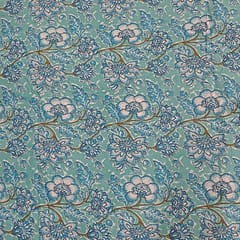Sea Blue Colour Cotton Cambric Printed Fabric