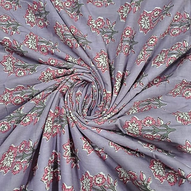 Lavender Colour Cotton Cambric Printed Fabric