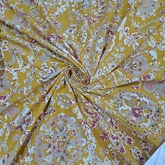 Yellow Colour Cotton Cambric Discharge Printed Fabric