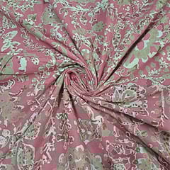 Baby Pink Colour Cotton Cambric Discharge Printed Fabric