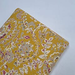 Yellow Colour Cotton Cambric Discharge Printed Fabric