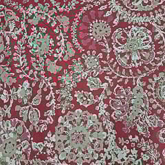 Red Colour Cotton Cambric Discharge Printed Fabric