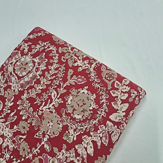 Red Colour Cotton Cambric Discharge Printed Fabric