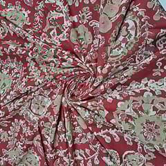 Red Colour Cotton Cambric Discharge Printed Fabric