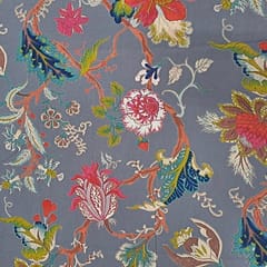 Grey Colour Cotton Cambric Discharge Printed Fabric