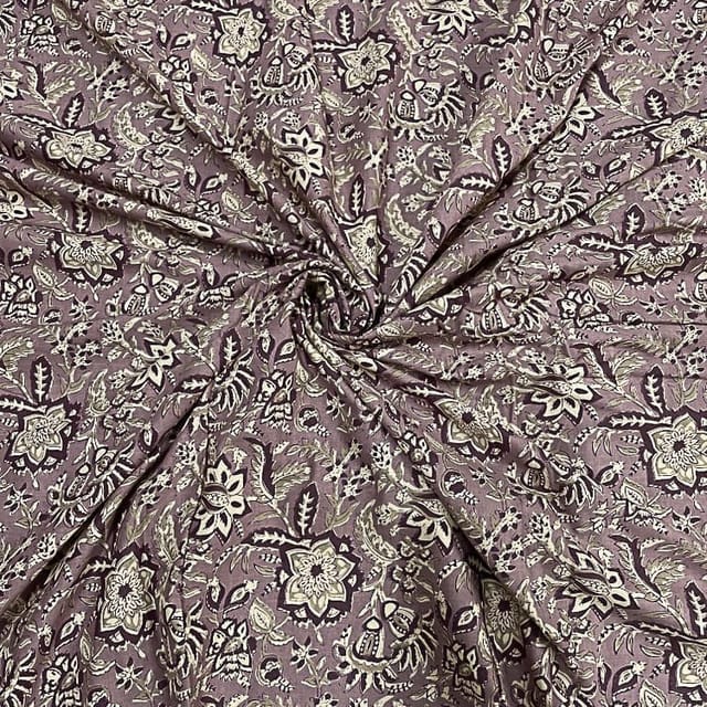 Lilac Colour Cotton Cambric Printed Fabric