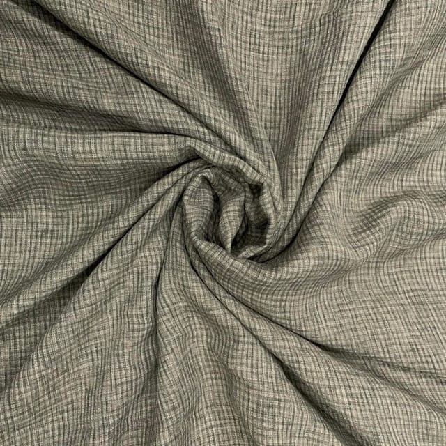 Grey Colour Checks Cotton Linen Fabric (N253)