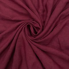Maroon Colour Checks Cotton Linen Fabric