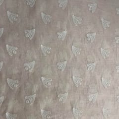 Peach Abstract Chanderi Mul Embroidered Fabric