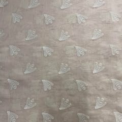 Peach Abstract Chanderi Mul Embroidered Fabric