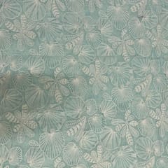 Sky Blue Floral Chanderi Mul Embroidered Fabric