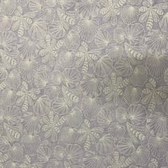 Light Levender Floral Chanderi Mul Embroidered Fabric