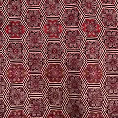 Maroon Black Geometric Pure Chanderi Printed Fabric