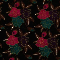 Black Colour Georgette Embroidered Fabric