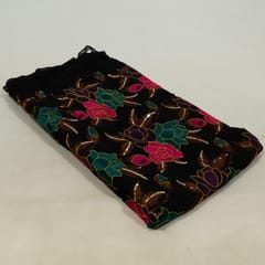 Black Colour Georgette Embroidered Fabric