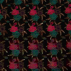 Black Colour Georgette Embroidered Fabric