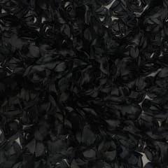 Black Colour Rose Floral Net Fabric