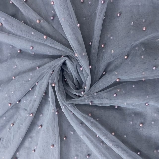 Grey Colour Pearl Net Embroidery