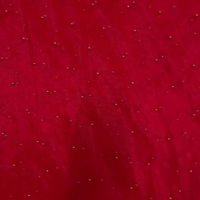 Red Colour Pearl  Net Embroidery