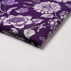 Purple Colour Cambric Cotton Printed Fabric