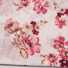 White Colour Cambric Cotton Printed Fabric