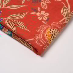 Brick Red Colour Cambric Cotton Printed Fabric