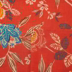 Brick Red Colour Cambric Cotton Printed Fabric