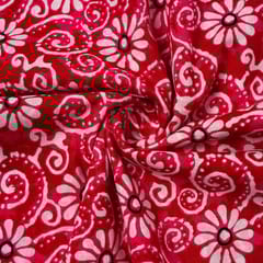 Red Colour Cambric Cotton Printed Fabric
