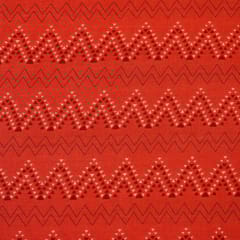 Brick Red Colour Cambric Cotton Printed Fabric