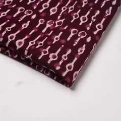 Wine Colour Cambric Cotton Printed Fabric