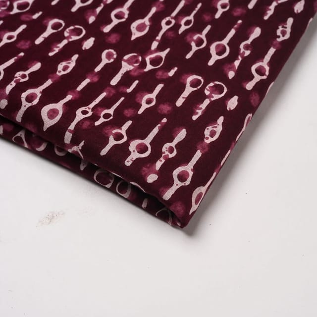 Wine Colour Cambric Cotton Printed Fabric