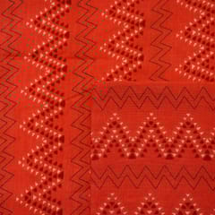 Brick Red Colour Cambric Cotton Printed Fabric