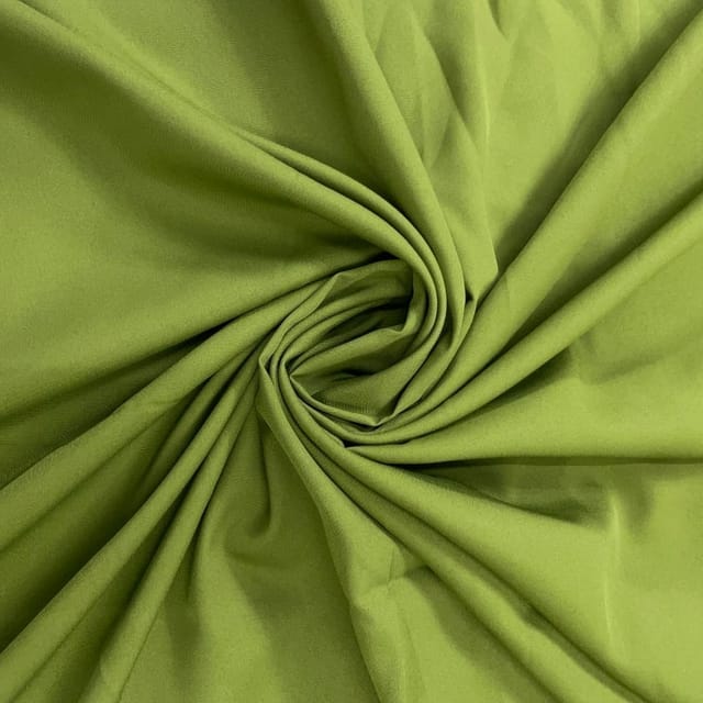 Mehndi Green Colour Dyed Poly Crepe Fabric (N830)