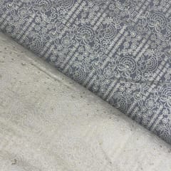 White Dyeable Geometric Georgette Embroidered Fabric