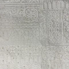 White Dyeable Abstract Georgette Embroidered Fabric