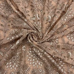 Peach Colour Traditional Georgette Embroidered Fabric