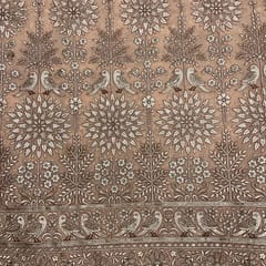 Peach Colour Traditional Georgette Embroidered Fabric