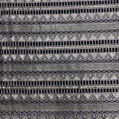 Lilac Colour Stripes Embroidered Net Fabric