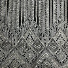 Pista Green Colour Geometric Embroidered Net Fabric