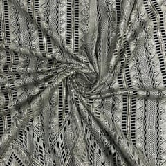 Pista Green Colour Geometric Embroidered Net Fabric