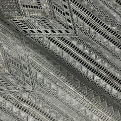 Pista Green Colour Geometric Embroidered Net Fabric