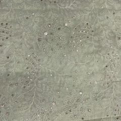 Mint Green Colour Floral Georgette Embroidered Fabric