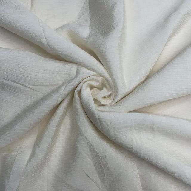 Cream Colour Abstract Crush Crackle Dyeable Chinon Fabric