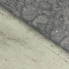 Mint Green Colour Floral Georgette Embroidered Fabric