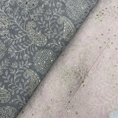 Baby Pink Colour Floral Georgette Embroidered Fabric