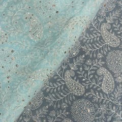 Sky Blue Colour Floral Georgette Embroidered Fabric